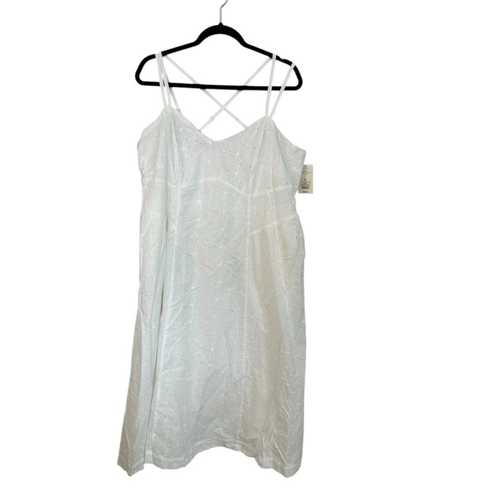 A New Day Women’s White Strappy Eyelet Cotton Dress Sz XXL NWT